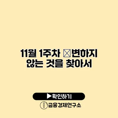 11월 1주차 �변하지 않는 것을 찾아서