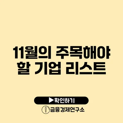 11월의 주목해야 할 기업 리스트