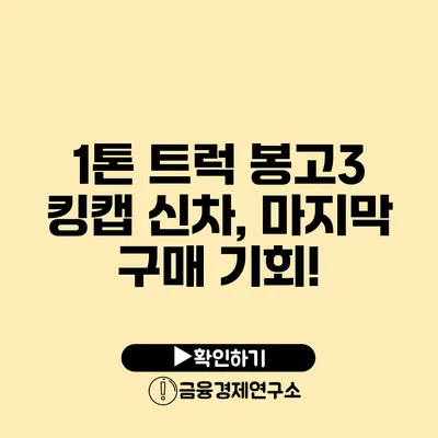 1톤 트럭 봉고3 킹캡 신차, 마지막 구매 기회!