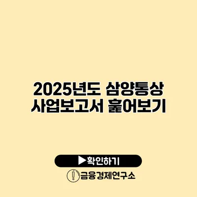 2025년도 삼양통상 사업보고서 훑어보기
