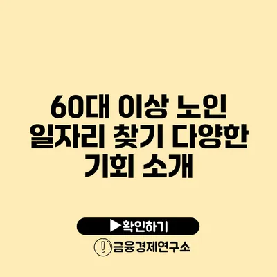 60대 이상 노인 일자리 찾기: 다양한 기회 소개