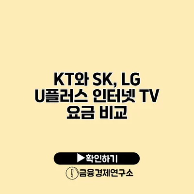 KT와 SK, LG U플러스 인터넷 TV 요금 비교