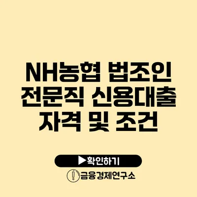 NH농협 법조인 전문직 신용대출 자격 및 조건
