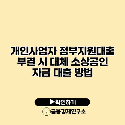 개인사업자 정부지원대출 부결 시 대체 소상공인 자금 대출 방법