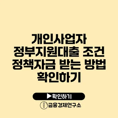 개인사업자 정부지원대출 조건 정책자금 받는 방법 확인하기
