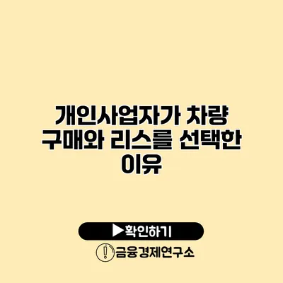 개인사업자가 차량 구매와 리스를 선택한 이유