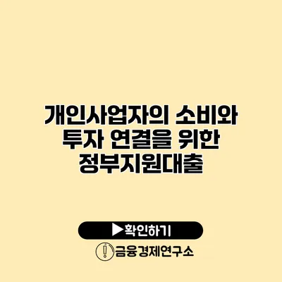 개인사업자의 소비와 투자 연결을 위한 정부지원대출