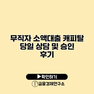 무직자 소액대출 캐피탈 당일 상담 및 승인 후기