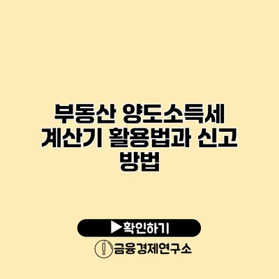 부동산 양도소득세 계산기 활용법과 신고 방법