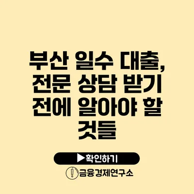 부산 일수 대출, 전문 상담 받기 전에 알아야 할 것들