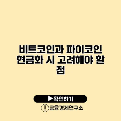 비트코인과 파이코인 현금화 시 고려해야 할 점