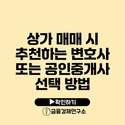 상가 매매 시 추천하는 변호사 또는 공인중개사 선택 방법