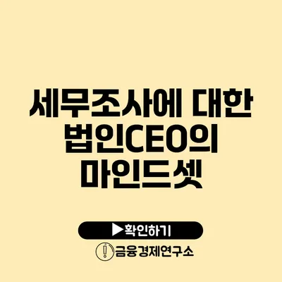 세무조사에 대한 법인CEO의 마인드셋