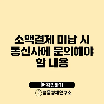 소액결제 미납 시 통신사에 문의해야 할 내용