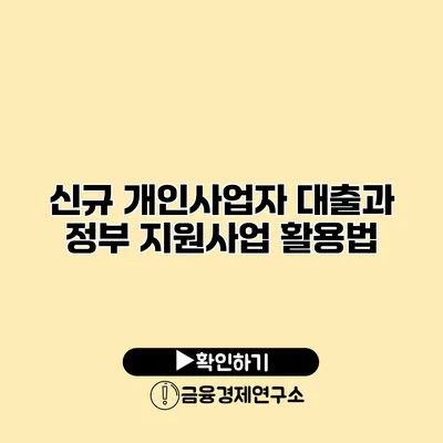 신규 개인사업자 대출과 정부 지원사업 활용법