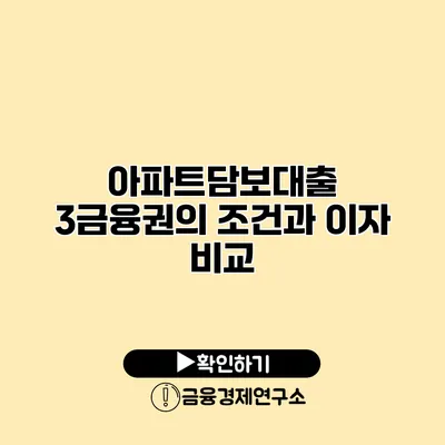 아파트담보대출 3금융권의 조건과 이자 비교