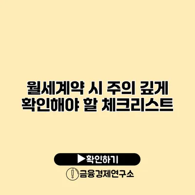 월세계약 시 주의 깊게 확인해야 할 체크리스트