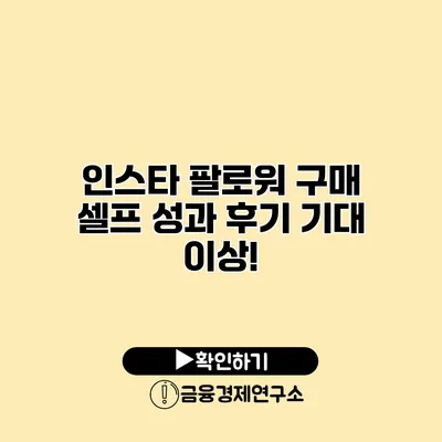 인스타 팔로워 구매 셀프 성과 후기 기대 이상!