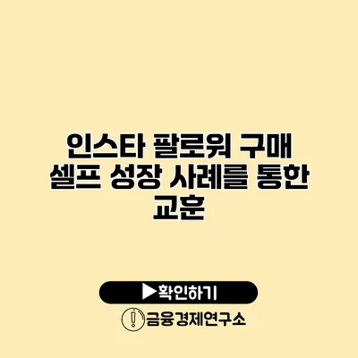 인스타 팔로워 구매 셀프 성장 사례를 통한 교훈