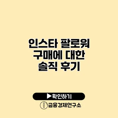 인스타 팔로워 구매에 대한 솔직 후기