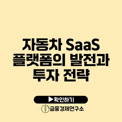 자동차 SaaS 플랫폼의 발전과 투자 전략