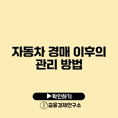 자동차 경매 이후의 관리 방법