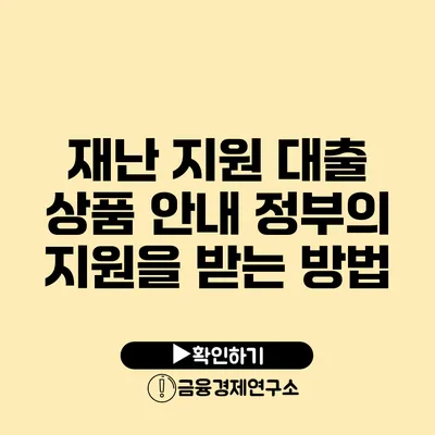 재난 지원 대출 상품 안내 정부의 지원을 받는 방법