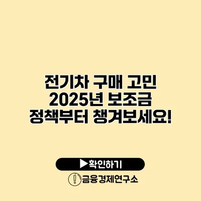 전기차 구매 고민? 2025년 보조금 정책부터 챙겨보세요!