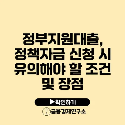 정부지원대출, 정책자금 신청 시 유의해야 할 조건 및 장점