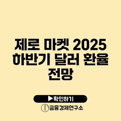 제로 마켓 2025 하반기 달러 환율 전망