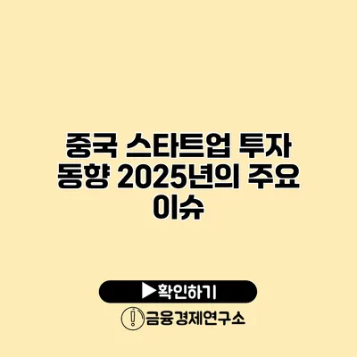 중국 스타트업 투자 동향 2025년의 주요 이슈