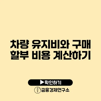 차량 유지비와 구매 할부 비용 계산하기