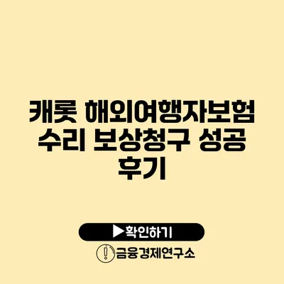 캐롯 해외여행자보험 수리 보상청구 성공 후기