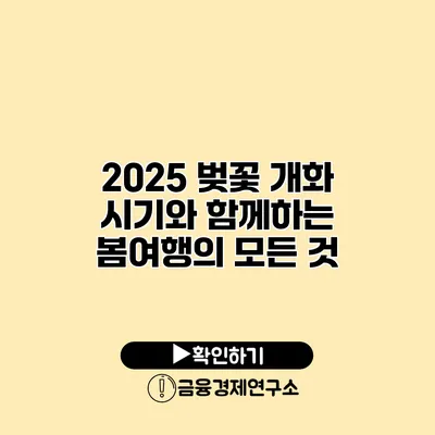 2025 벚꽃 개화 시기와 함께하는 봄여행의 모든 것