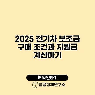 2025 전기차 보조금 구매 조건과 지원금 계산하기