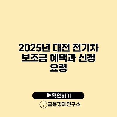 2025년 대전 전기차 보조금 혜택과 신청 요령