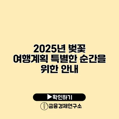 2025년 벚꽃 여행계획 특별한 순간을 위한 안내