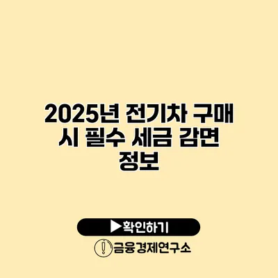 2025년 전기차 구매 시 필수 세금 감면 정보