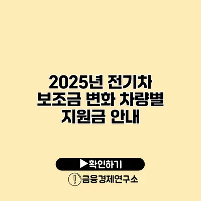 2025년 전기차 보조금 변화 차량별 지원금 안내