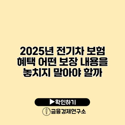 2025년 전기차 보험 혜택 어떤 보장 내용을 놓치지 말아야 할까?