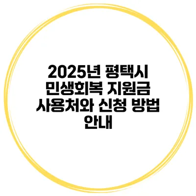 2025년 평택시 민생회복 지원금 사용처와 신청 방법 안내