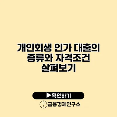 개인회생 인가 대출의 종류와 자격조건 살펴보기