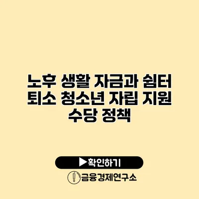 노후 생활 자금과 쉼터 퇴소 청소년 자립 지원 수당 정책