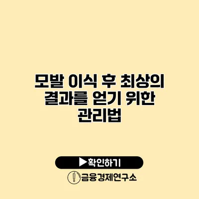 모발 이식 후 최상의 결과를 얻기 위한 관리법