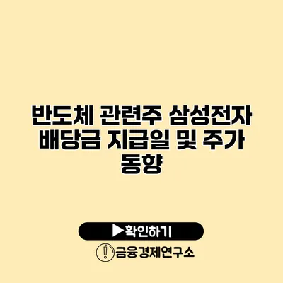 반도체 관련주 삼성전자 배당금 지급일 및 주가 동향