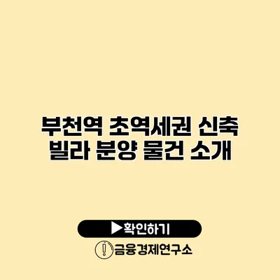 부천역 초역세권 신축 빌라 분양 물건 소개