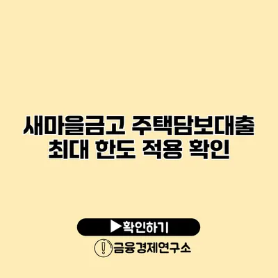 새마을금고 주택담보대출 최대 한도 적용 확인