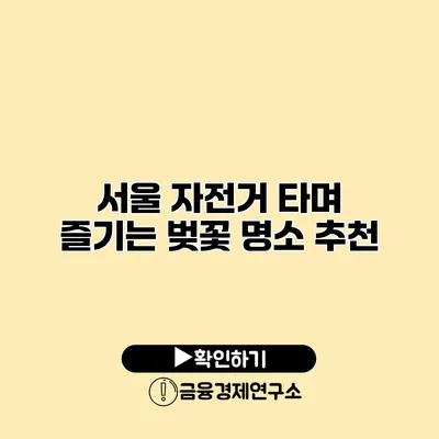 서울 자전거 타며 즐기는 벚꽃 명소 추천