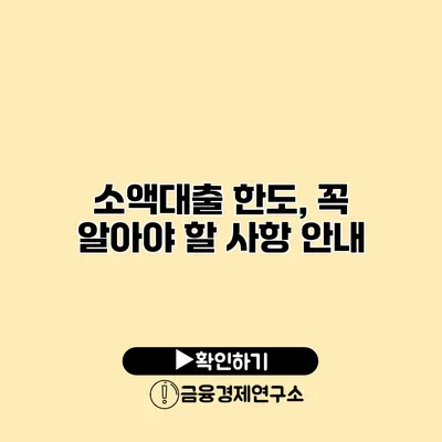 소액대출 한도, 꼭 알아야 할 사항 안내