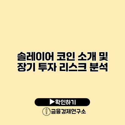 솔레이어 코인 소개 및 장기 투자 리스크 분석